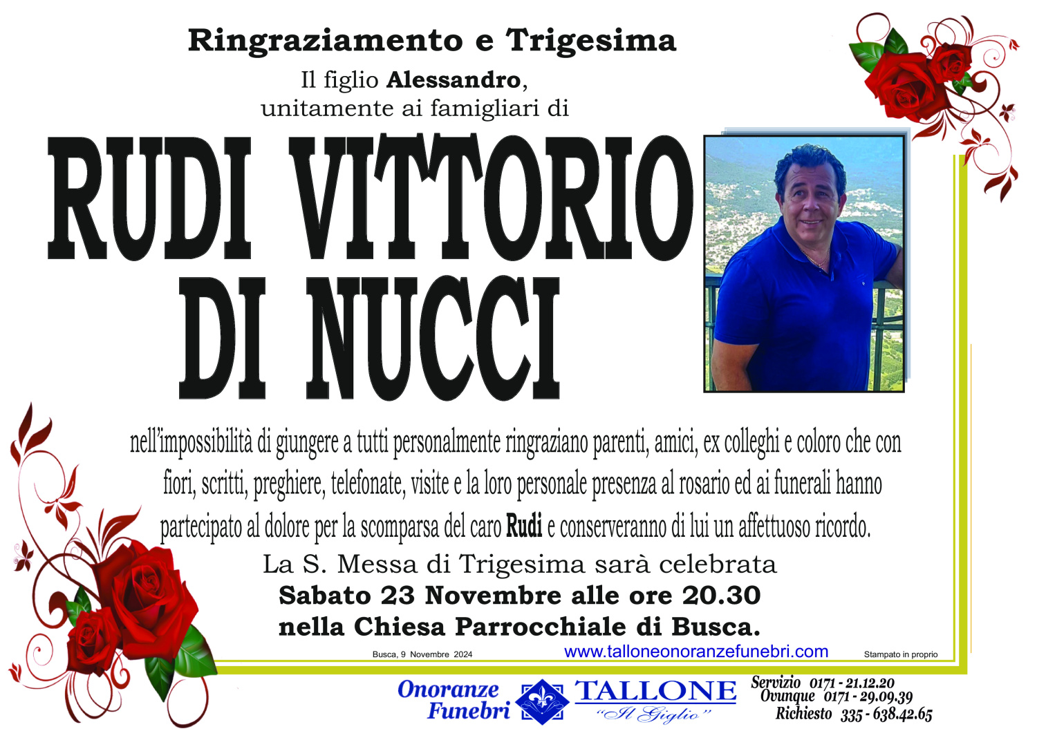 <br />
<b>Warning</b>:  Undefined variable $info in <b>/home/tallone/public_html/ringraziamenti.php</b> on line <b>68</b><br />
Rudi Vittorio Di Nucci